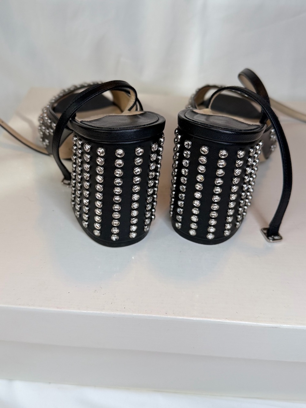 Jimmy Choo Black Leather Studded Slingback Heels - Picture 6 of 8